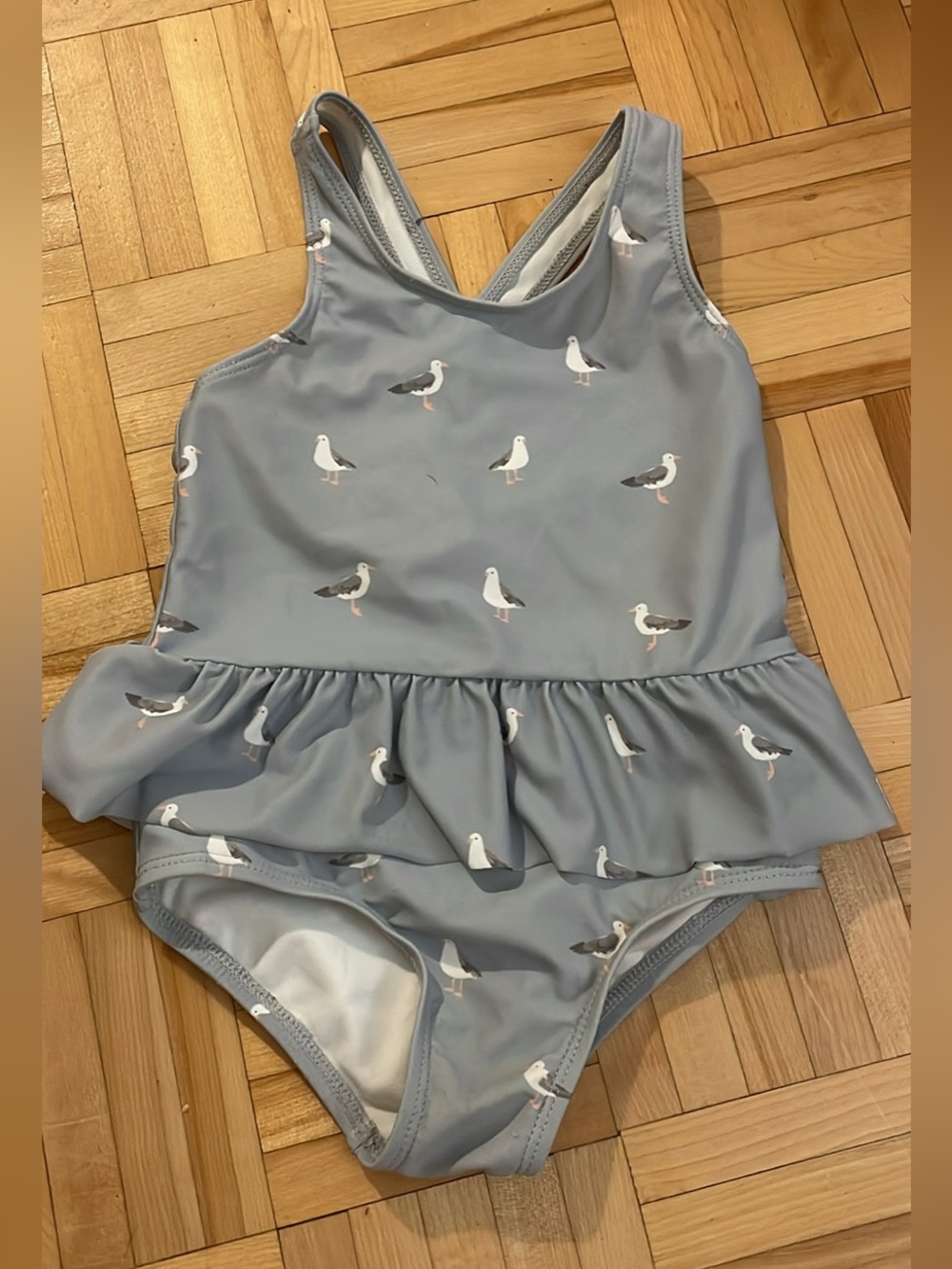 Carter's Light Blue Seagull Ruffle One-Piece Swimsuit